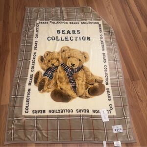 Beige and Brown Teddy Bear Thick Comfy Blanket